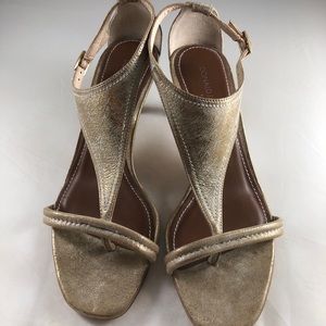 Donald J. Pliner Gold Distressed Heel T-Strap